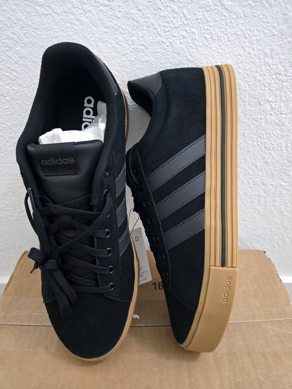 adidas Daily 4.0 Men's Black Suede Low-Top Sneakers with Gum Sole